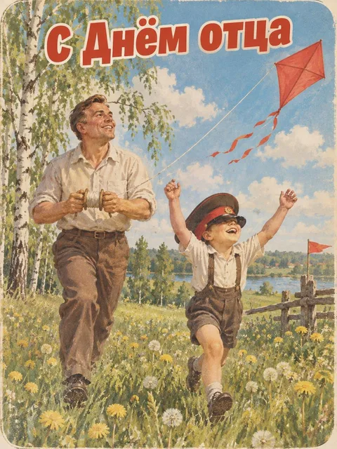 Советская открытка: воздушный змей