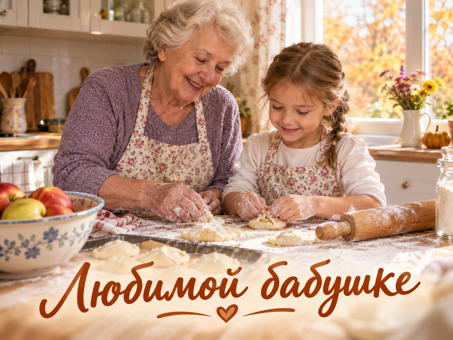 Бабушка и внучка лепят пирожки
