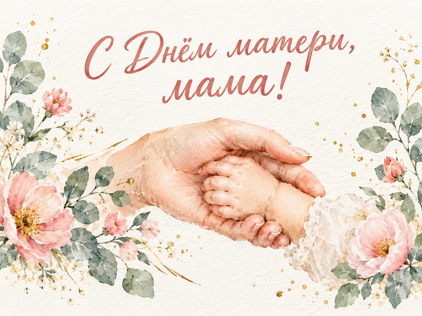 Акварель: руки мамы и ребёнка