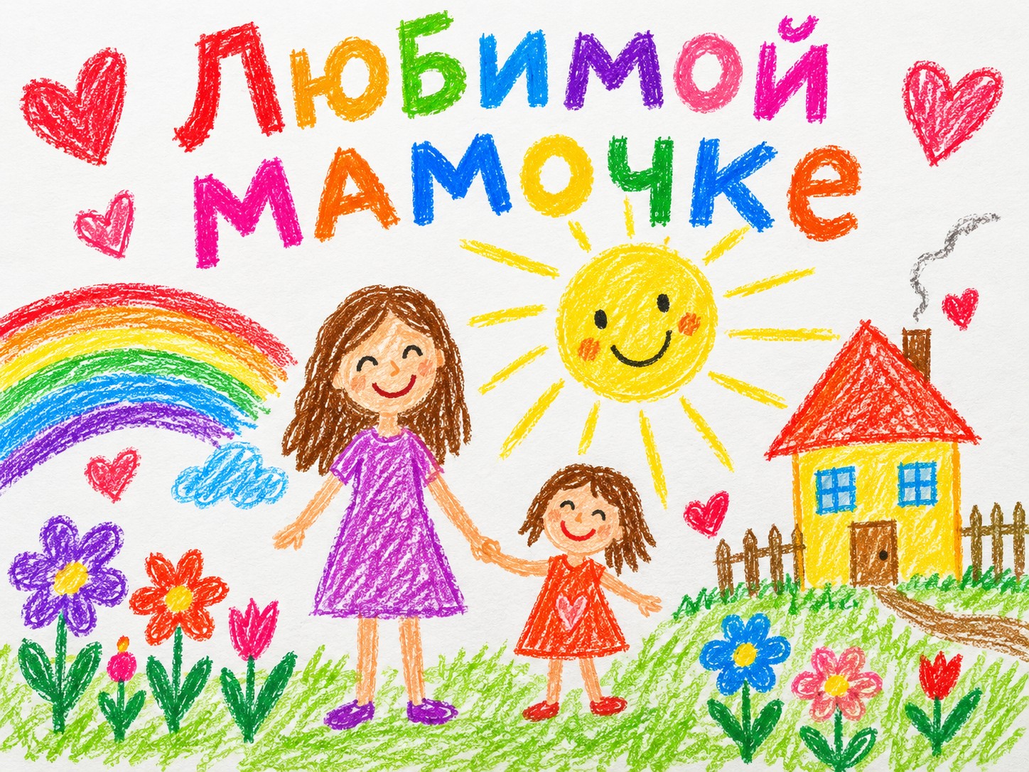 Открытка в стиле детского рисунка