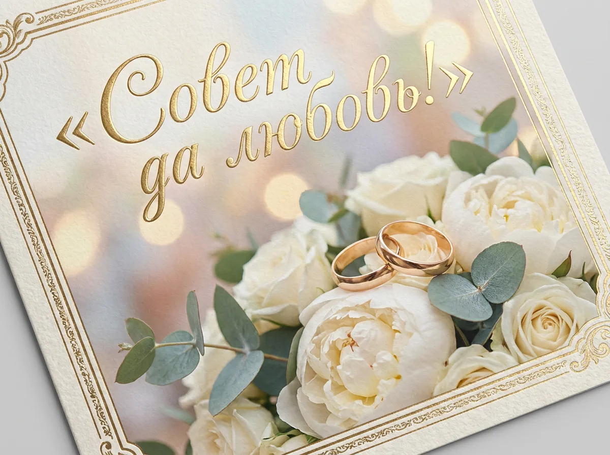 Свадебная открытка нейросетью по фото пары: акварель, цветы и голуби