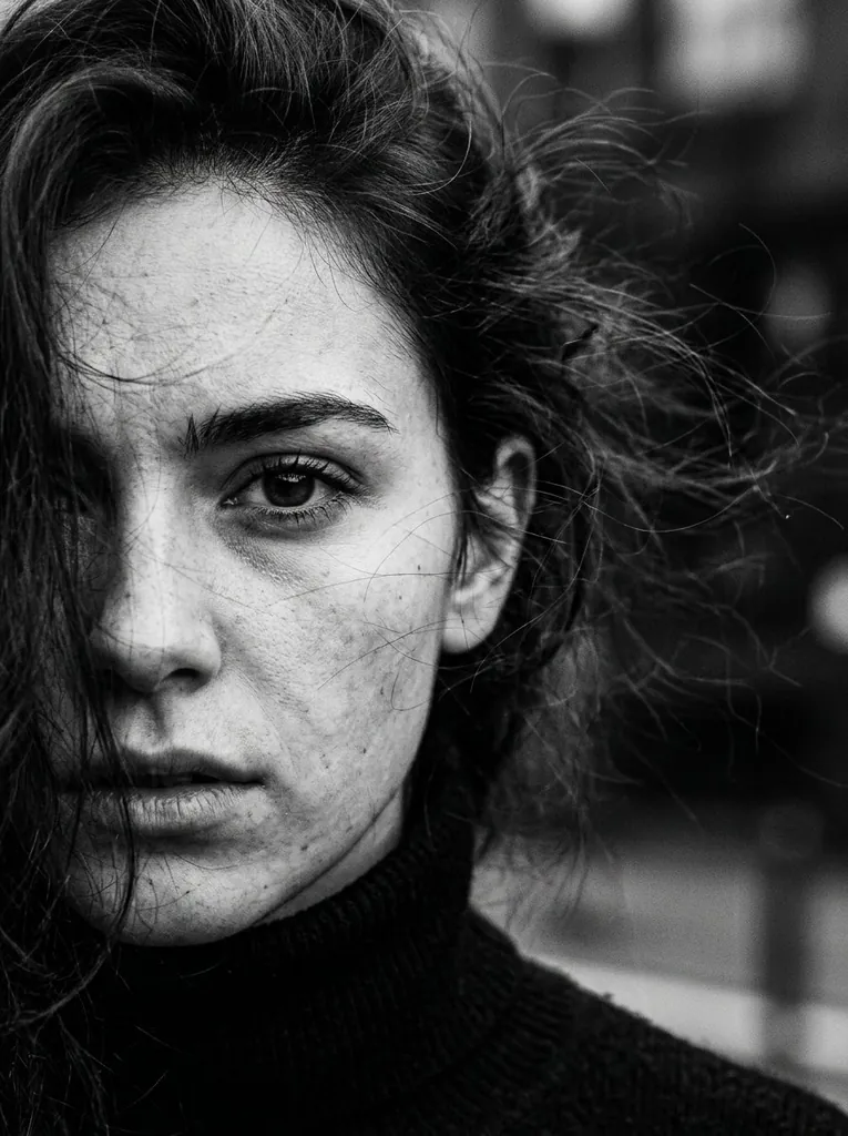 Чёрно-белая фотосессия: Половина лица ч/б