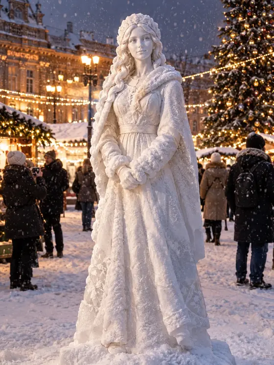 Новогодний портрет: Скульптура из снега